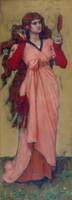 A Girl Holding a Mirror and a Rose