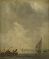 A River Scene with Fishermen Laying a Net