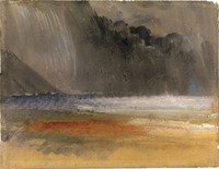 Heaped thundercloud over sea and land
