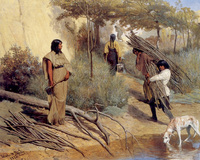 Crow Indian Women Gathering Wood