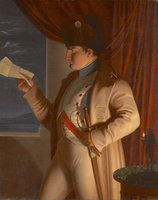 Napoleon reading a letter by candle and moonlight
