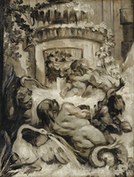 Putti Playing next to a Fountain