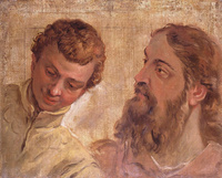 Heads of a Boy and a Bearded Man (an Apostle?)