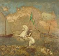 Rider on the Beach with Two Ships