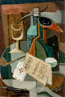Still Life with Menu and Seltzer Bottle