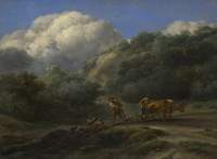 A Man and a Youth Ploughing with Oxen