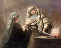 The Sacred Fire, Two Vestal Virgins Tending the Hearth