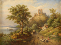 Landscape with Lake and Castle Ruins