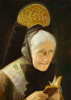 Old Lady Holding Open Book