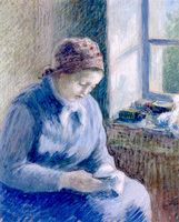 Woman Mending Socks
