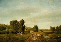 Landscape with Peasant Watering her Cows