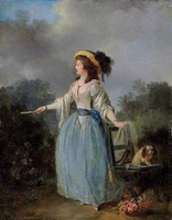 A Lady with her Dog in a Garden