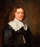 Portrait of a Young Man in a Black Dress with a White Lace Collar