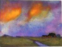 Marshy Landscape under the Evening Sky