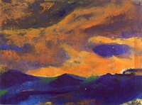 Dark Sea with Brown Sky