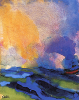 Blue-green Sea with Steamer