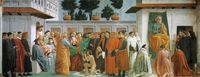 Raising of the Son of Teophilus and Saint Peter Enthroned (Brancacci Chapel)