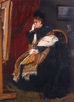 Woman in Green in the Studio