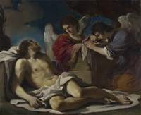 The Dead Christ mourned by Two Angels