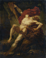 Milo of Croton Attacked by a Lion (study)
