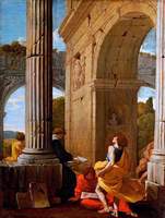 Artists Sketching among Antique Ruins