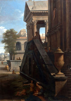 View of a Classical City with Characters