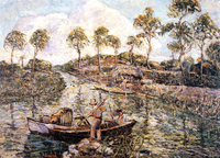 Florida River Scene with Seminoles