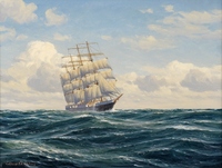 Frigate under full sail