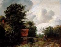 A Sluice and Wooded Landscape with Figures
