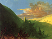 Sioux Indians Encamped, Discovering a War Party by Their Shadows on the Opposite Hill