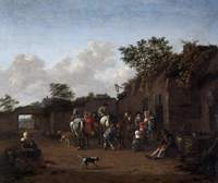 Horses being Saddled in the Courtyard of an Inn