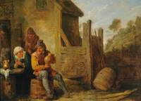 Exterior of an Inn:  Peasants Drinking