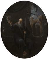 Time as an Old Man with a Scythe and an Hourglass