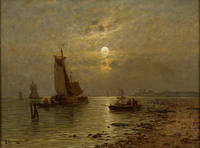 Night fishing under a full moon