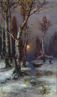 Winter Landscape with Forest Stream