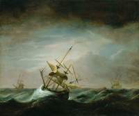 Dismasted Ship in Rough Sea