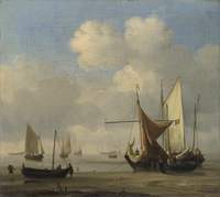 Small Dutch Vessels aground at Low Water in a Calm