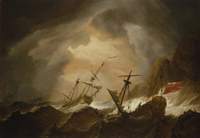Two English Ships Wrecked in a Storm off a Rocky Coast