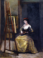 Young Woman Playing a Mandolin