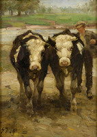 Farmer with two oxen