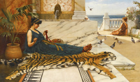 Sewing Girl on a Tiger Skin