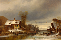 Winter River Landscape with Bustle