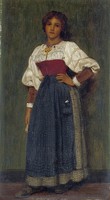 Standing Girl in Blouse and Skirt