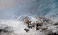 Winter, Through the Fells, Cumberland, the Drove in a Snowdrift
