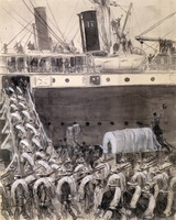 American troops boarding transport steamer, Spanish-American War