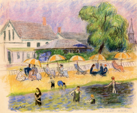 Beach Scene with Lavender Sky