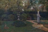 Cowper Walking in the Garden at Weston Underwood, Buckinghamshire