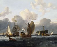 A Dutch Yacht Before the Wind in a Harbour