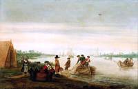 River Scene with Fishermen Drawing Nets