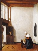 Interior with a Woman Combing a Little Girl's Hair